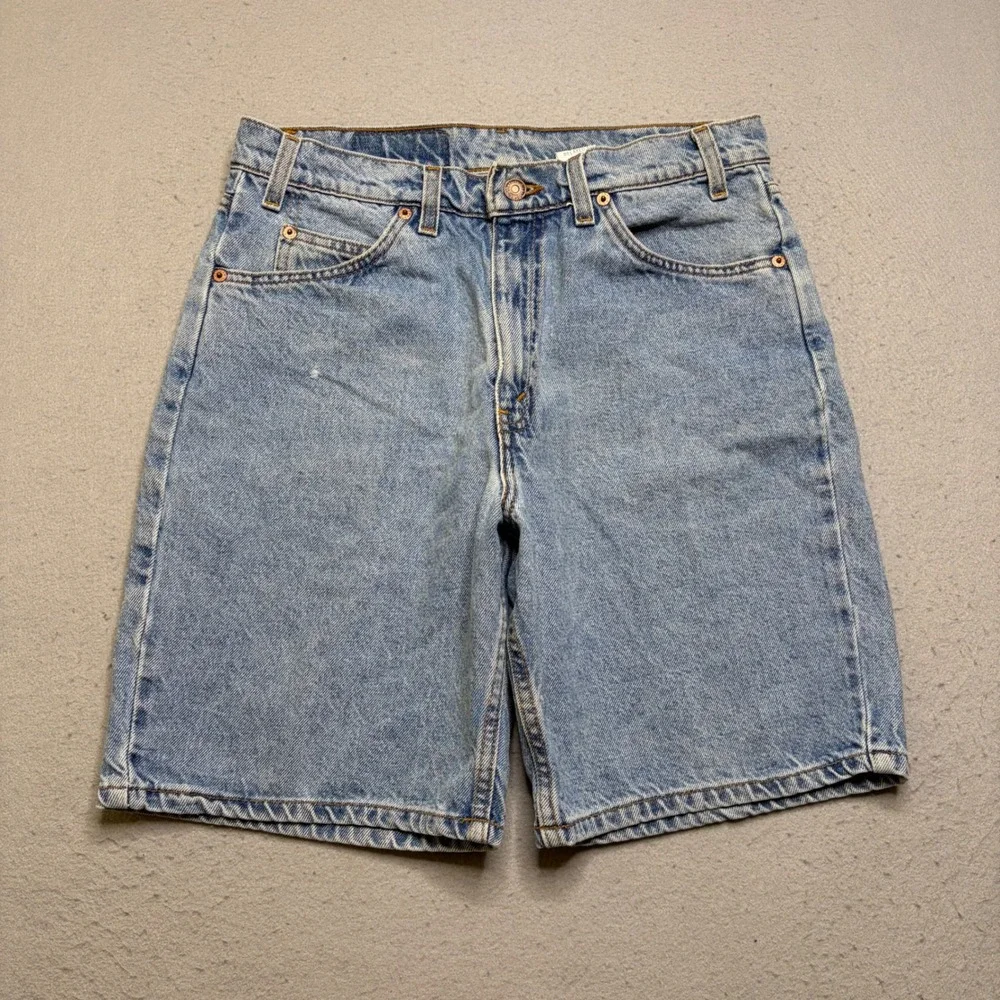 Levi's Denim Shorts Mens 33 Blue 550 Relaxed Fit Vintage 90s Orange Tab Wash